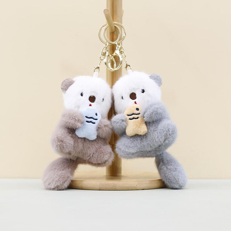 Schattig Schattig Bever Pluche Speelgoed Sleutelhanger Hanglabel Poppetje Zacht Pp Katoen Accessoire
