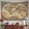 VIKAMA Round World MapThemed Tapestry Vintage Artistic Wall Hanging For Dorm Rooms And Living Rooms