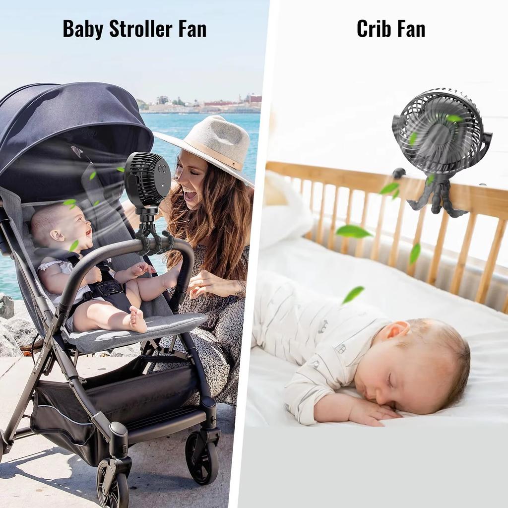 Baby 3 Speeds Stroller Mini Fan With Light Portable Usb Charging Fan Mobile Phone Holder Stroller Accessories Baby Newborn Items