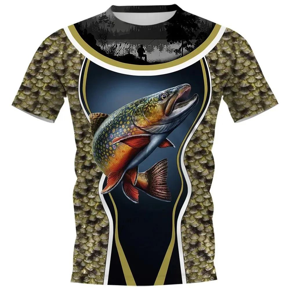 

Fishing T-Shirt Men S 3Dt T-Shirt Pike Graphic Clothing O Collar Oversized Top Outdoor Sportswear Summer T Shirt 6xl