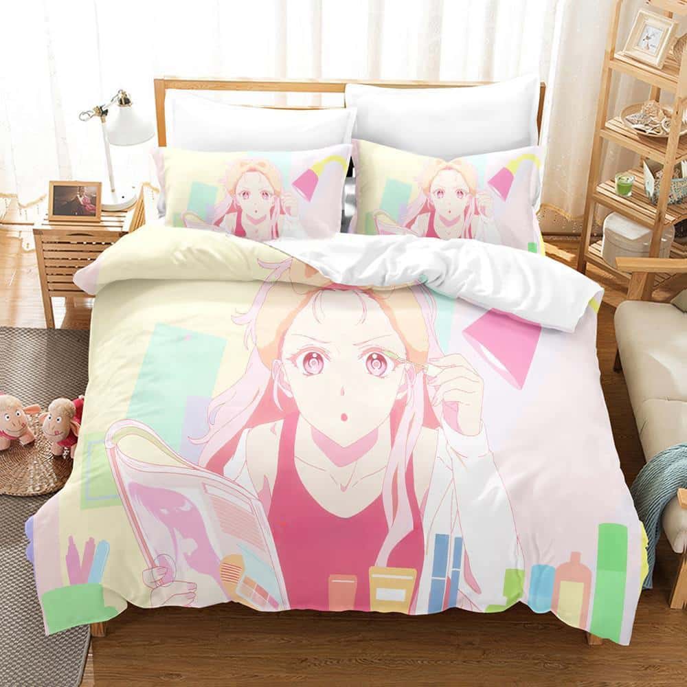 New Shikimori's Not Just a Cutie Bedding Set Cartoon Anime Three-piece Set Adult Kid Bedroom Duvet Cover Sets 3D Kawaii Girls