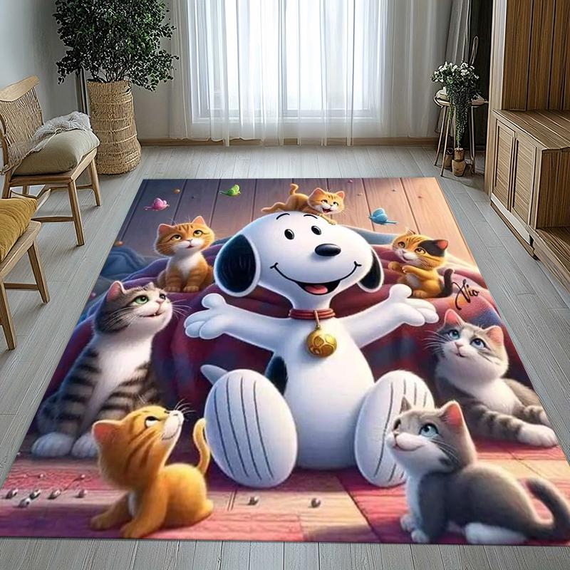 

Cute Snoopy Dog Cartoon Living Room Non-Slip Area Rug Soft Carpet for Bedroom Kids Playroom Sofa,Home Decor Doormat Gift 40x60cm