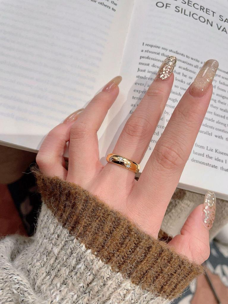 Elegant 925 Silver & Gold Pentagram Star Ring for Women