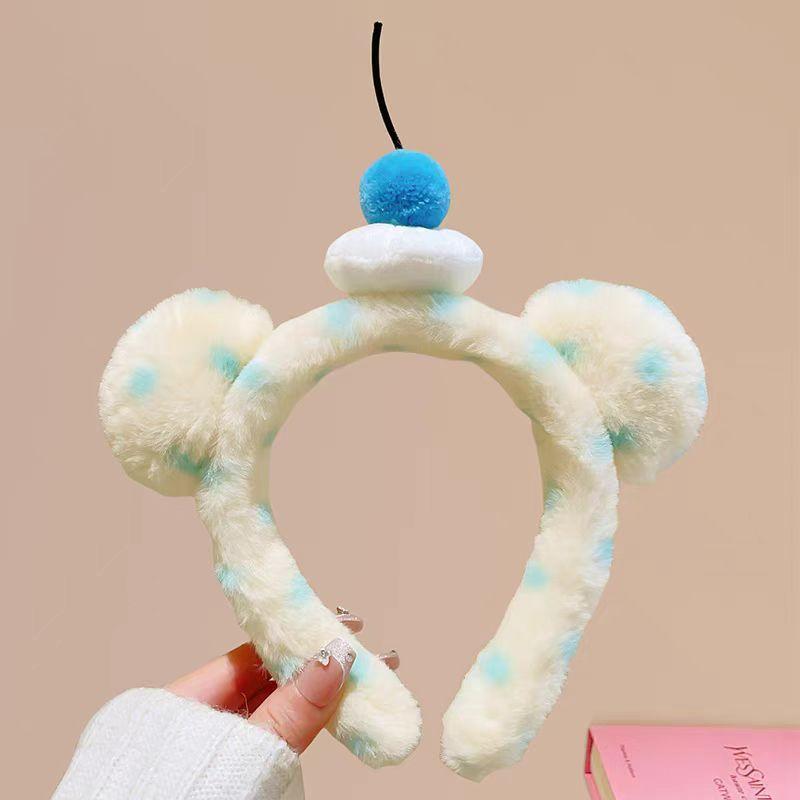 

New Cute Little Shark Cherry Plush Headband Lovely Cartoon Hair Hoop Polka Dot Design Headwear Soft Comfortable Hair Accessories