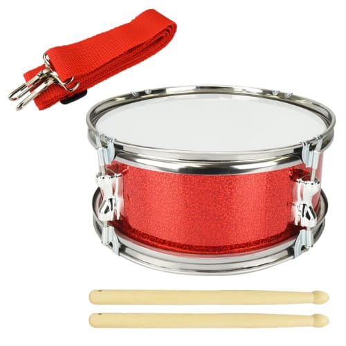 Kids' snare drum, percussion, concert, play, 2 sticks, strap included, compact and lightweight design