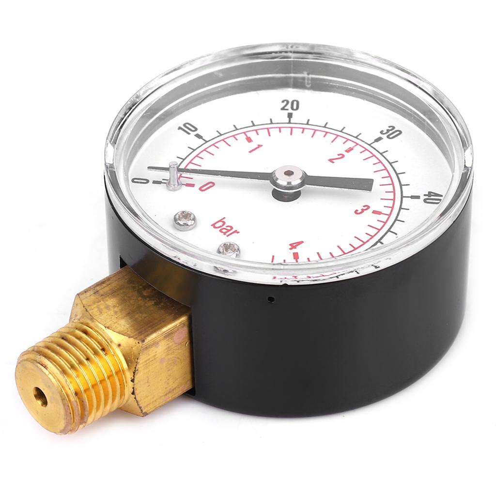 Pressure Gauge 50mm 1Celsius4 BSPT Brass Thread for Fuel   Oil Gas Water (0-15PSI 0-1Bar)