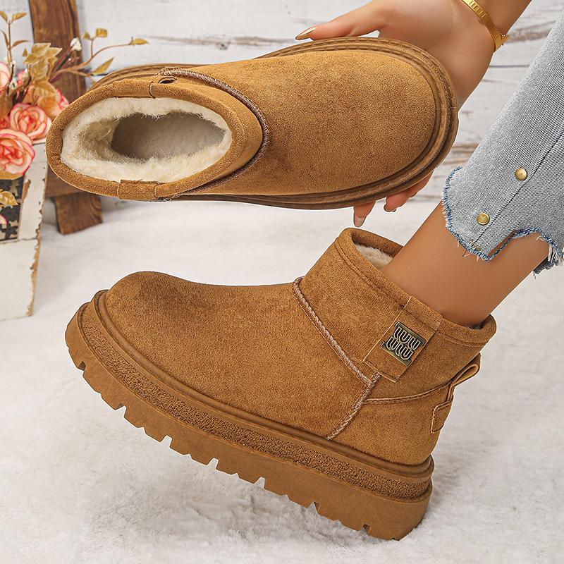 Fashion Thicken Plush Platform Snow Boots Women Non Slip Thick Sole Winter Boots Woman Faux Suede Warm Fleece Lining Cotton Padded Shoes