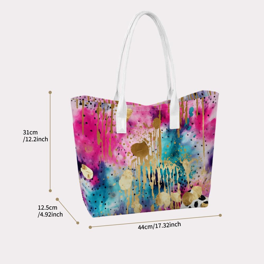Colorful Watercolor Print Tote Bag Stylish Daily Use Shoulder Bag