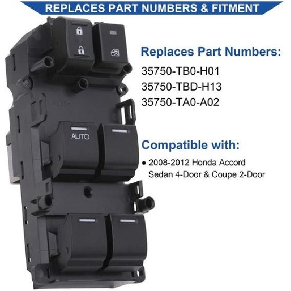 Master Window Switch Control for Honda Accord 2008 2009 2010 2011 2012 4+33 P