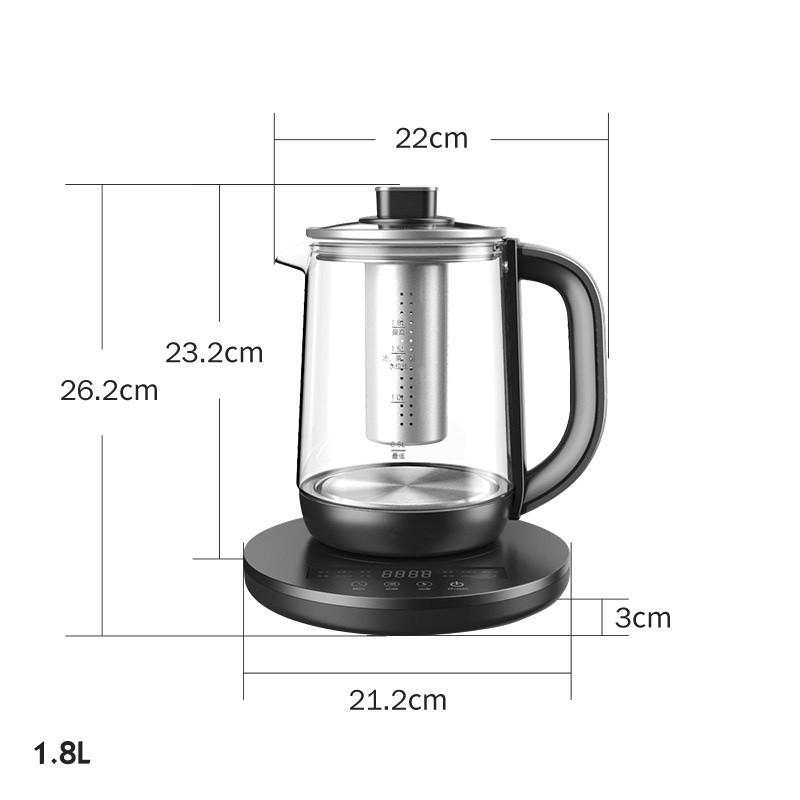 

220 В 1800 мл бытовой электрический чайник стеклянный титановый сплав материал машина для кипячения воды десертный чайный горшок мультиварка чёрный