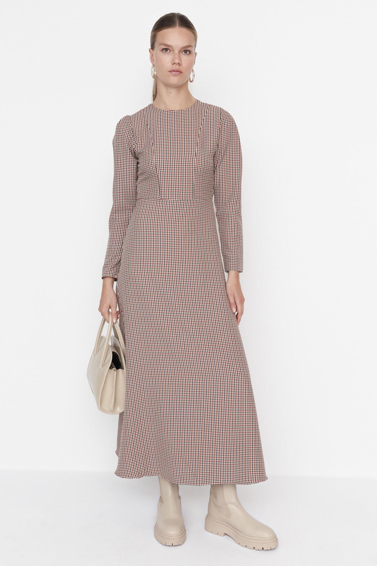 

Платье - Коричневый - А-силуэт