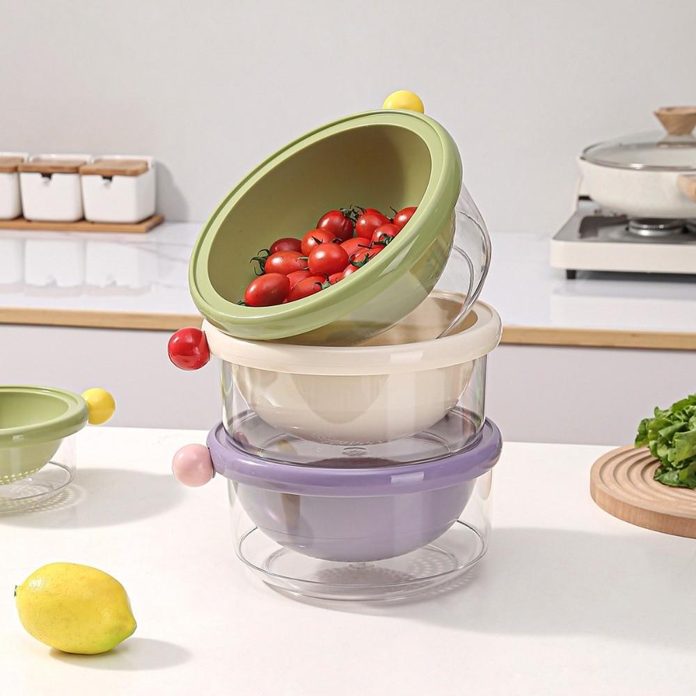 Thickened Double-Layer Drain Basket Food Grade Fruit Washing Basket Berry Cleaning