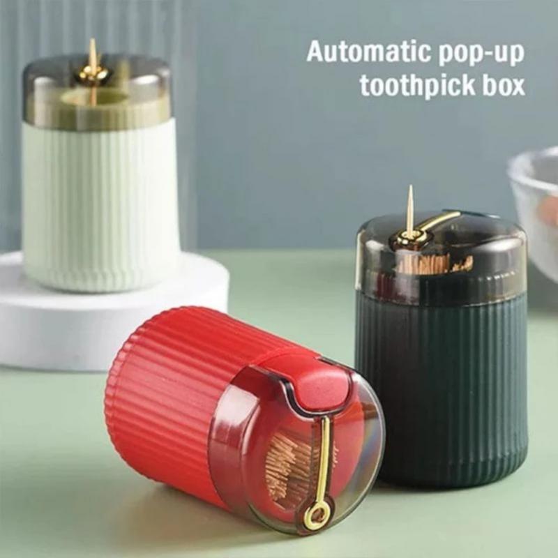 Simple Toothpick Box Toothpick Dispenser Ceative Push Automatic Eject Toothpick Jar Holder Household Convenient Gift Home Gadget