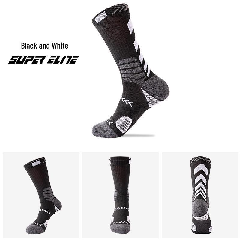 Men's Elite Trendy Colorblock Basketball Socks - Sweat-Absorbent, Breathable, Terry Bottom Sports Socks