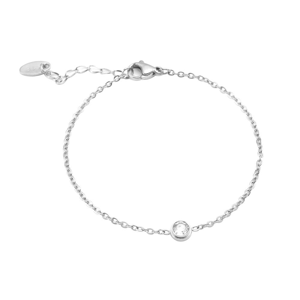 Japanese & Korean-Style Minimalist Women's Bracelet with Single Diamond Design