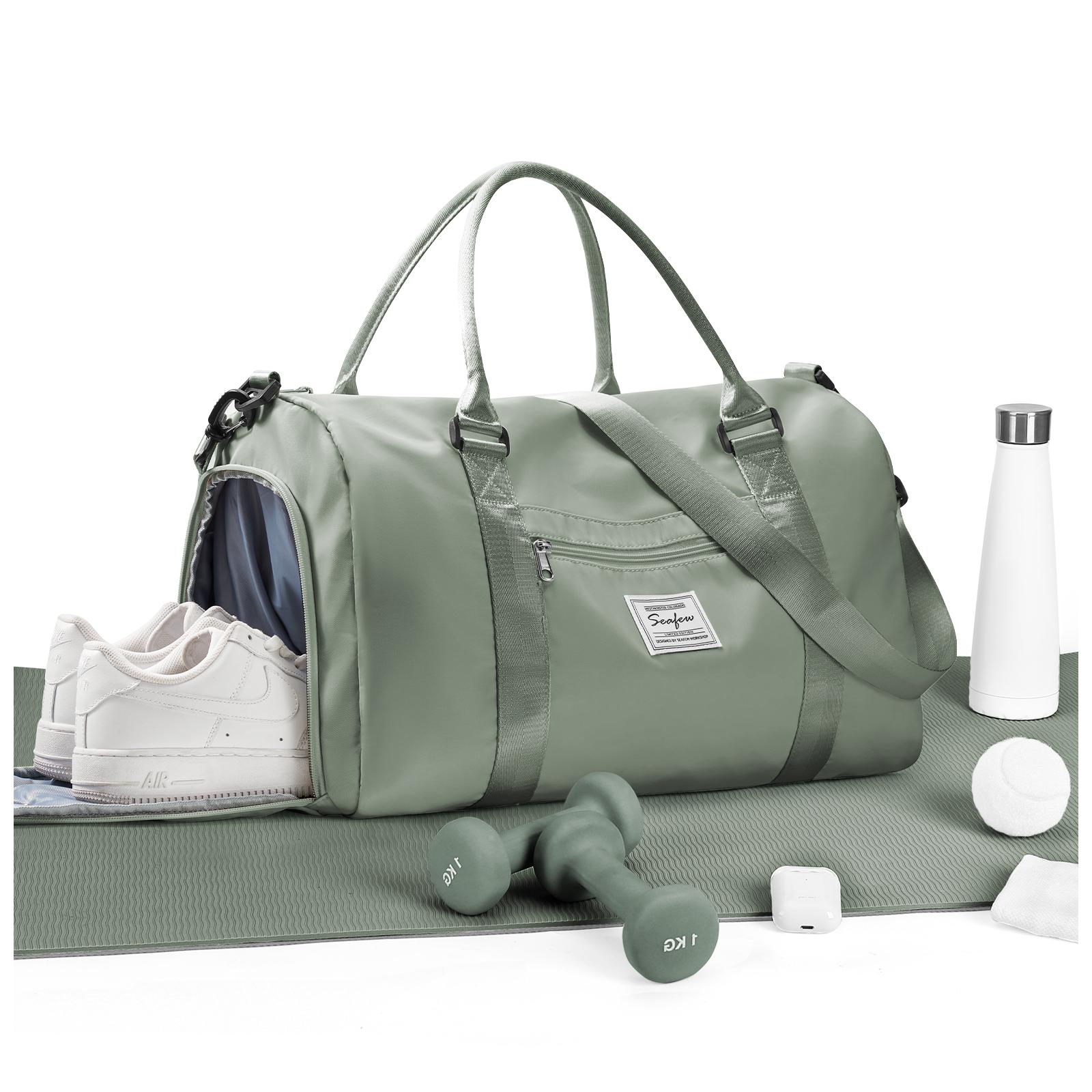 

Складная дорожная сумка мужская спортивная сумка, водонепроницаемая женская дорожная сумка для выходных большая сумка-парусник с мокрым отделением и плечевая сумка для багажа зелёный