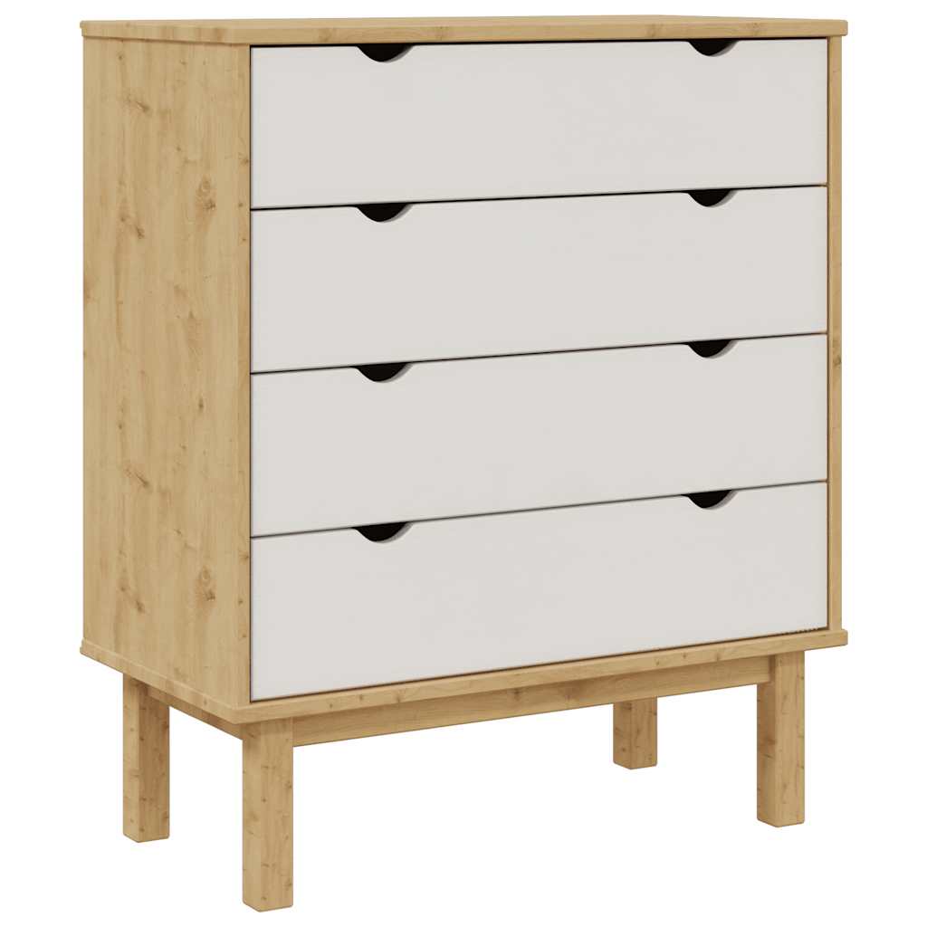 OTTA Drawer Cabinet Brown & White 76.5 x 39.5 x 90 cm Solid Wood