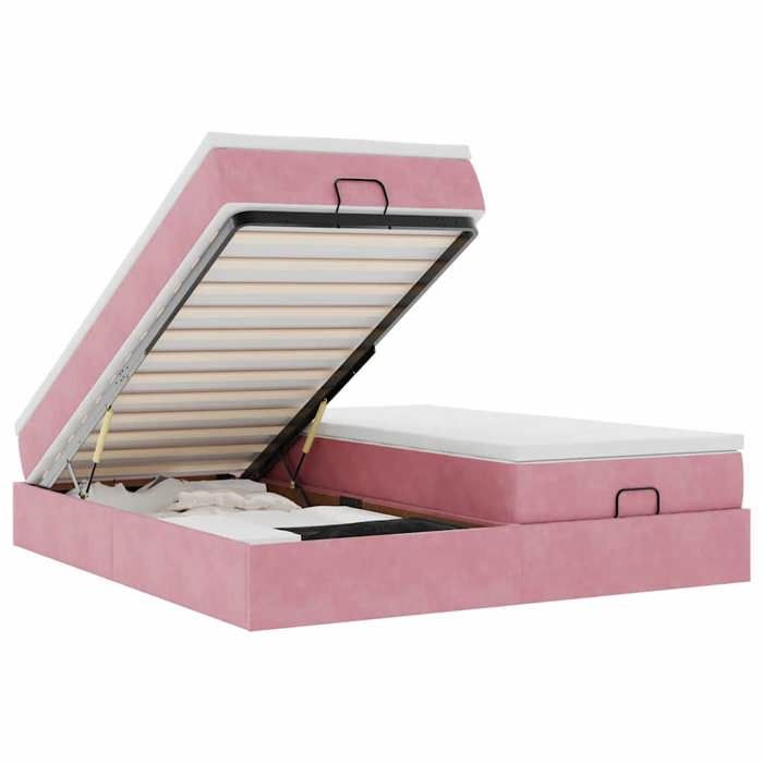 Maison Exclusive - Cadre de lit ottoman avec matelas rose 160x200 cm velours