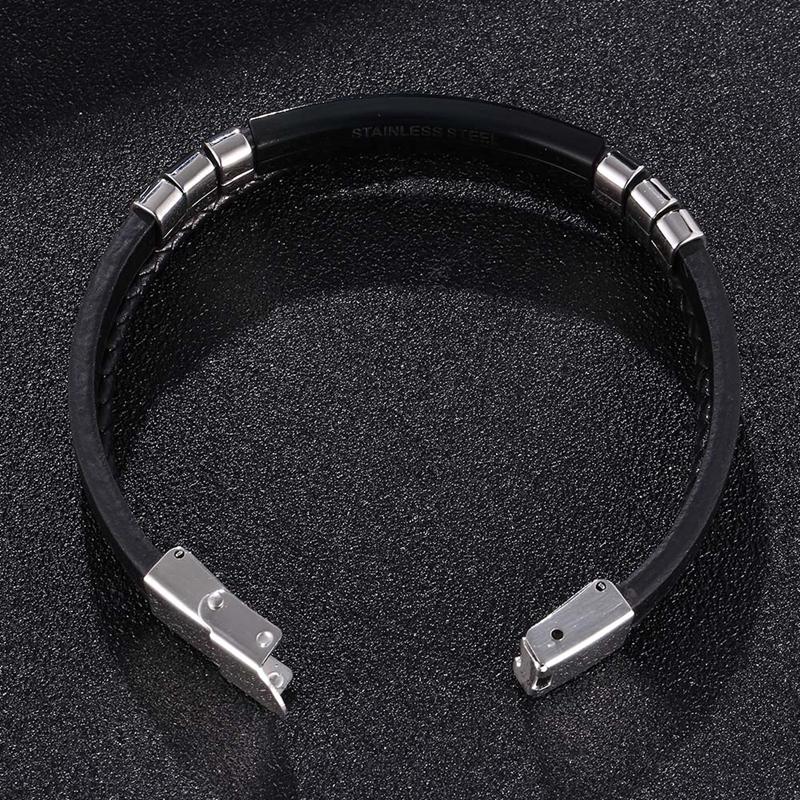 Multi Layer Leather Bracelets for Men Women Charm Stainless Steel Casual Personalized Bangle Gift