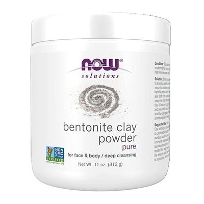 (teraz jedzenie) NOW Solutions Bentonite Clay Powder Czysty proszek do twarzy i ciała, odpowiedni do tłustej skóry problematycznej, 11 uncji (325 ml) 1 paczka
