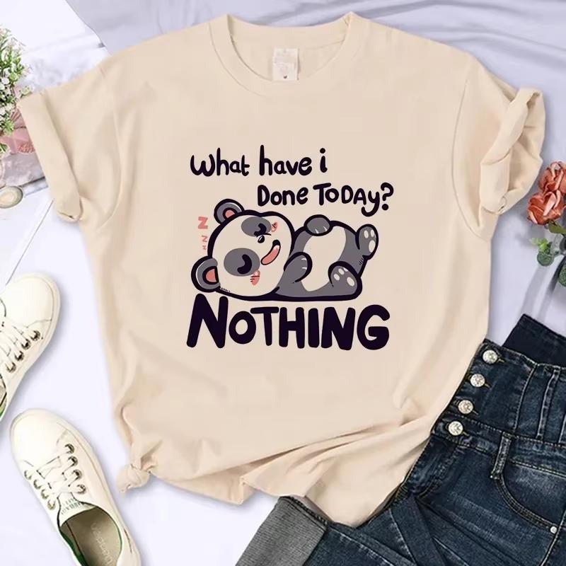 Summer Sleeve Cartoon Casual Creative Tshirt Vintage Round Neck Clothes Funny Cute Panda Printed T Shirt