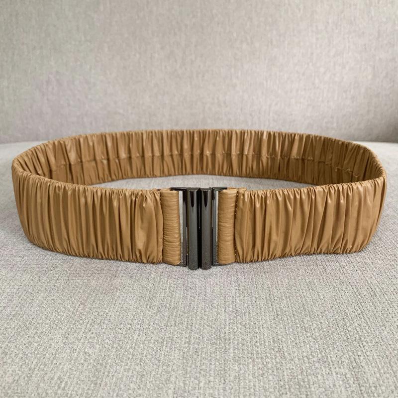 Down Fabric Smooth Elastic Belt, Pleated Elastic Waist Seal, Women's Wide Hundred with Down Waist