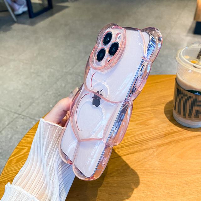 

Прозрачный чехол для телефона с мультяшным 3D медведем для iPhone 14 13 12 11Pro Max XS Max XR X ярких цветов, силиконовый противоударный мягкий чехол For iPhone 13