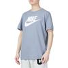Nike Solid Color Logo Print Crew Neck T-Shirt Men Tops Blue AR5005-493
