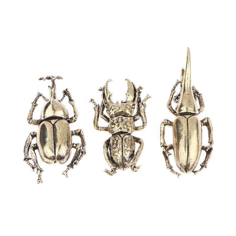 Vintage Brass Beetle Figurine Retro Creative Insect Craft Ornaments Metal Artistic Ornaments Office Home Desktop Decoration