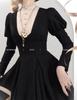 MODKOKU Gothic Lolita Nun Ribbon Lace Dress with Long Gothic Lolita Dreamy Cute French Girly Halloween Split Long Size Suitable for Adults and Winter