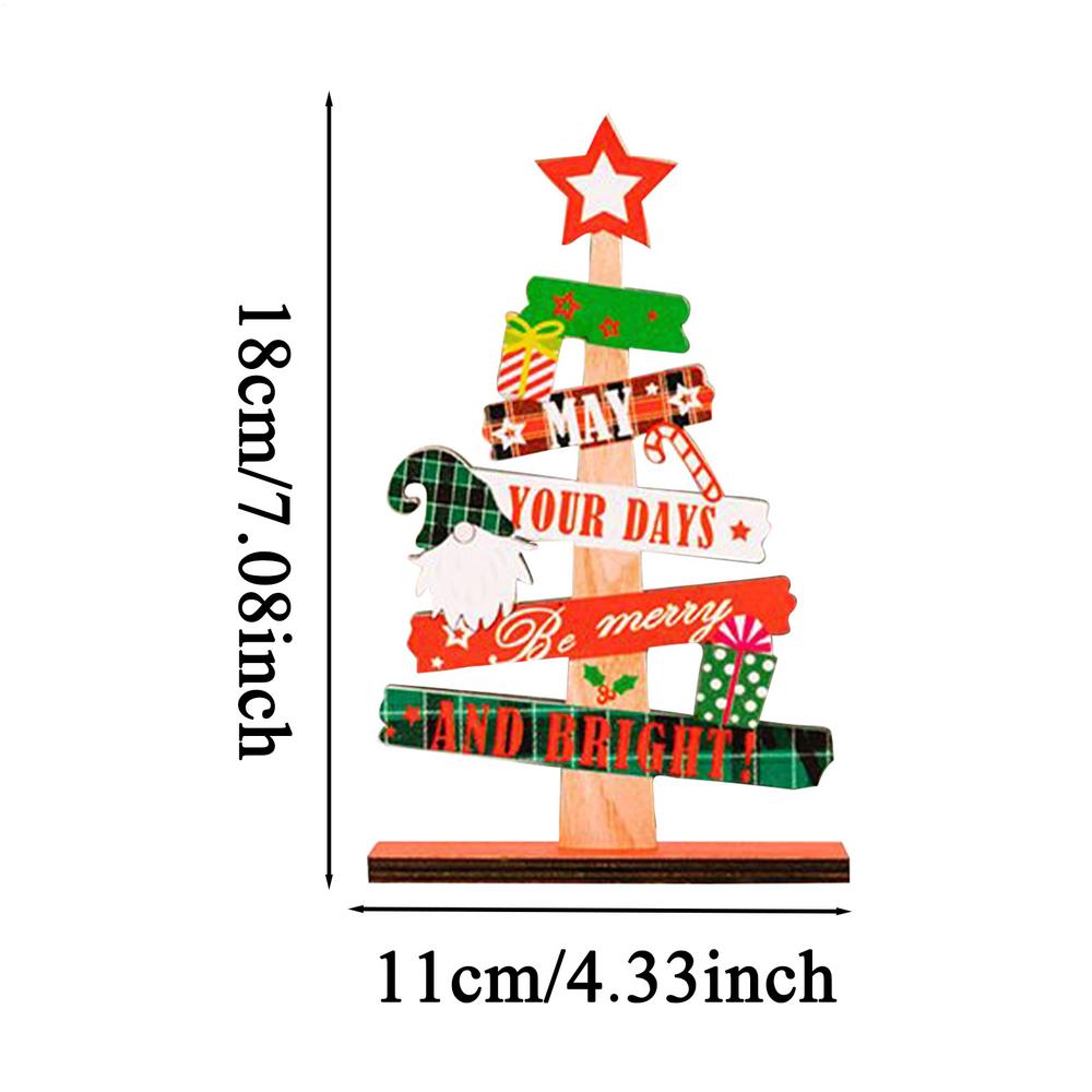 Mini Christmas Tree Letter Shape Decorations Wooden Hat Dwarf Christmas Decorations Festive Wooden Ornament Decoration зелёный