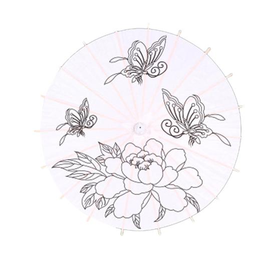 DIY Coloring Paper Umbrella with Bamboo Handle Handmade Chinese Oiled Paper Umbrella White Paper Umbrella Japanese Parasol Decoration