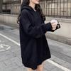 Autumn and Winter Long Sleeve Women Hooded Sweatshirt Loose Plus Size Casual Simple Thick Hooded Jacket Tops Solid Color Drawstring Office Clothing