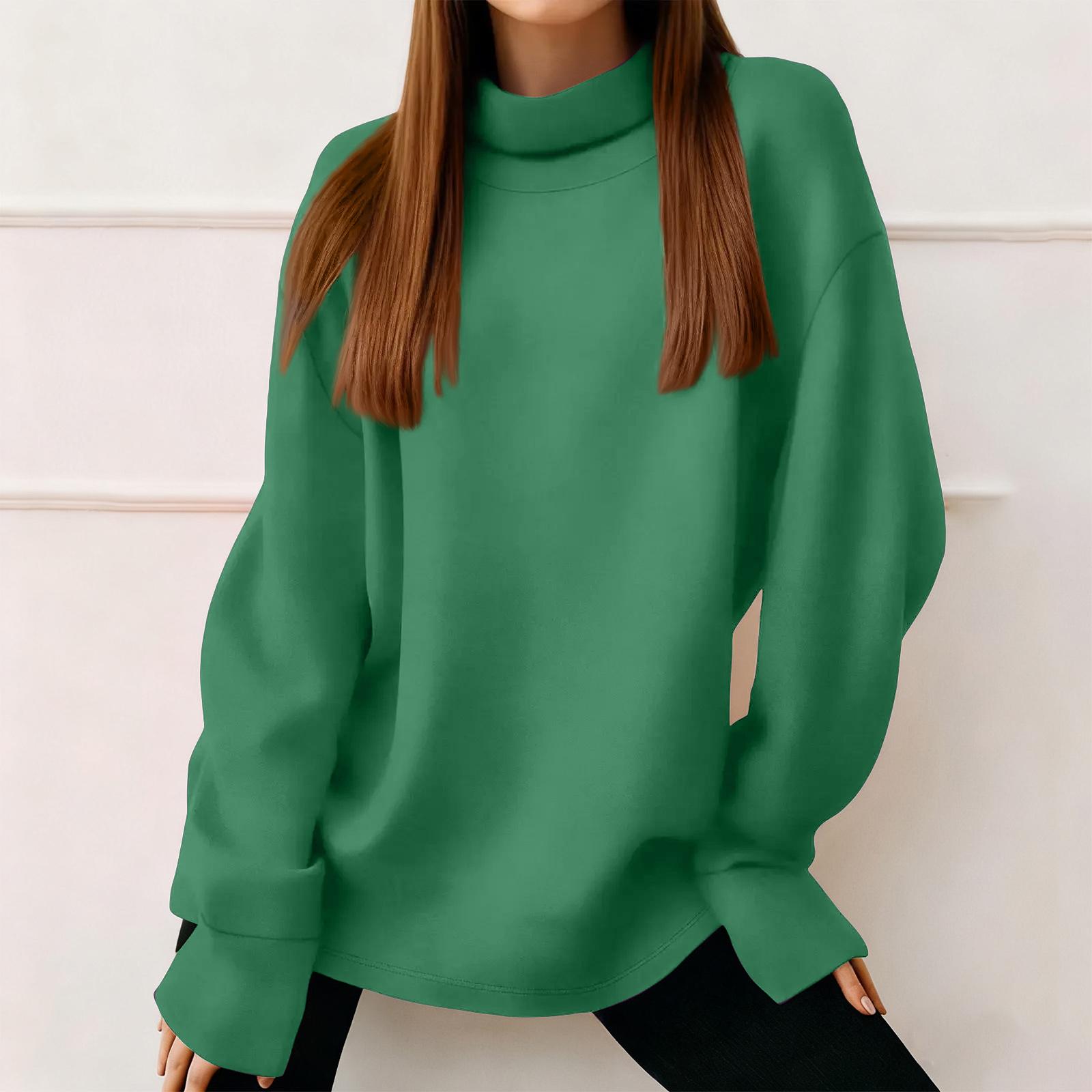 Women s Fashion Color Long Sleeved Round Neck Pullover Casual Sweatshirt Top XL