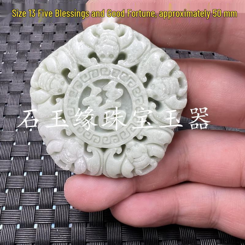 Guizhou Green Dragon Jade Pendant: Zodiac Buddha, Qilin Pixiu Talisman, Landscape and Abundance Designs