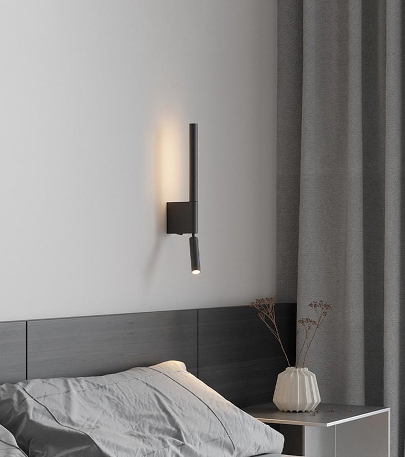 Nordic Style Adjustable LED Bedside Wall Lamp - Rotatable Reading Light for Bedroom or Study.