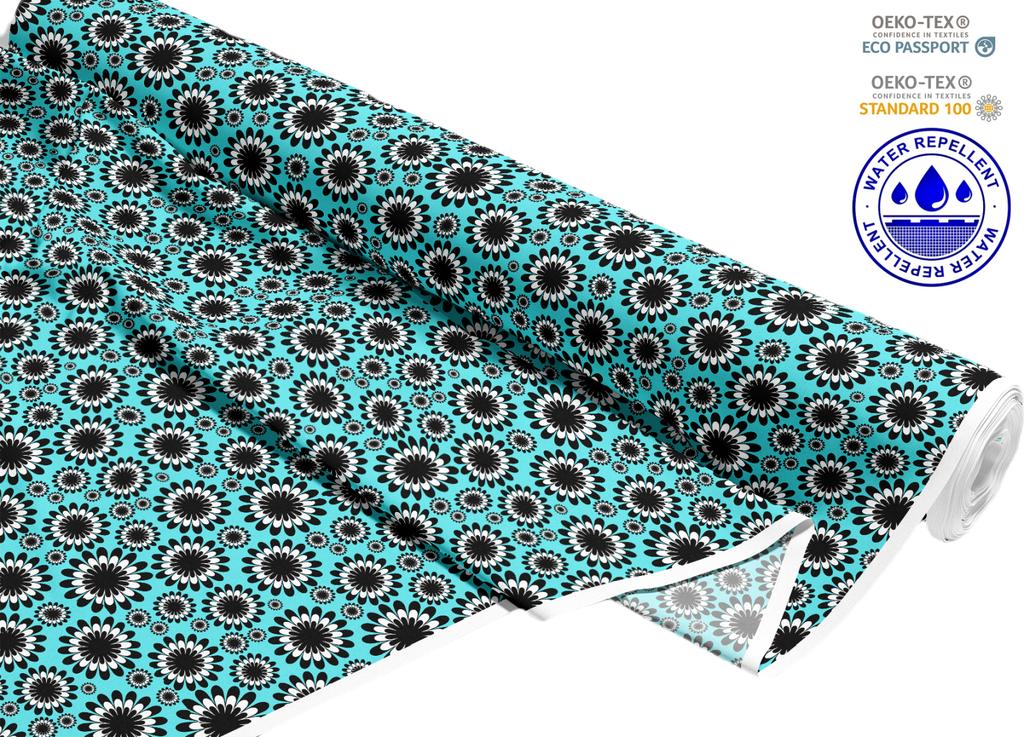 Outdoor Dekostoffe Oxford - Motiv  Schwarze Und Weiße Blumen I Dr044