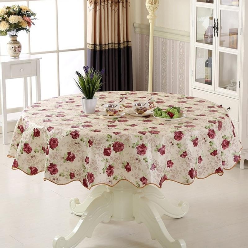 Florals Pattern Tablecloth Oilproof Waterproofs Easy Cleaning Round Table Cover for Home Restaurant Decors Table Cloth
