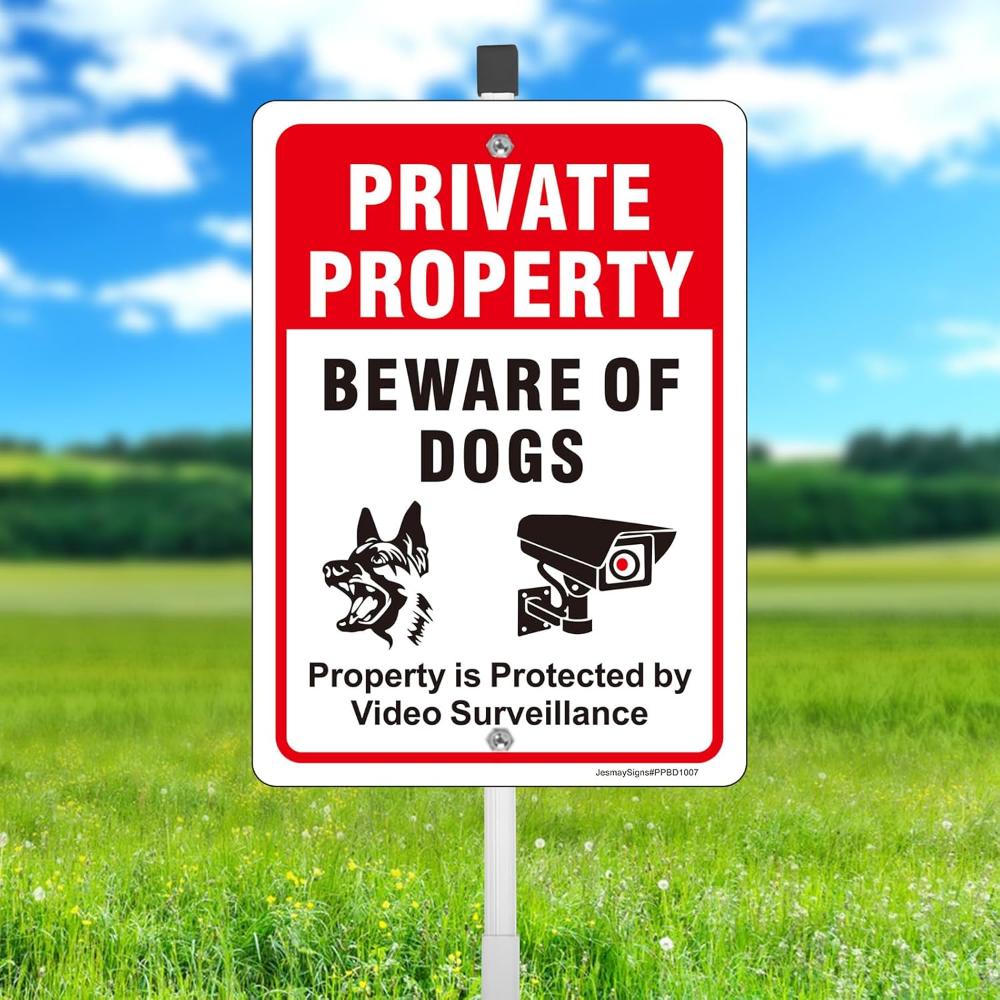 

Private Property Beware of Dogs Security Sign Property Protected by Video Surveillance Warning Plaque x Inches RustF 20x30cm（7.8x11.8inch）
