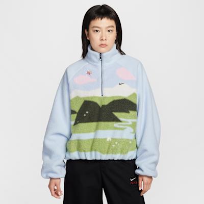 Nike Sweatshirts Women s Blue Stand Collar Moderate Regular L