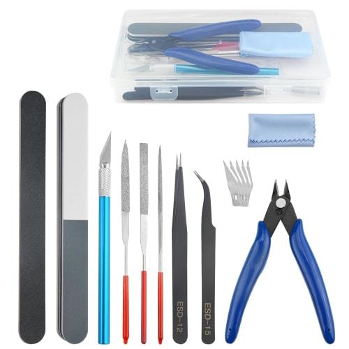 WMYCONGCONG 12-Piece Plastic Model Tool Set for Beginners, Includes Thin-Blade Nippers, File, Precision Tweezers, and a Modeler's Knife (5 Replacement