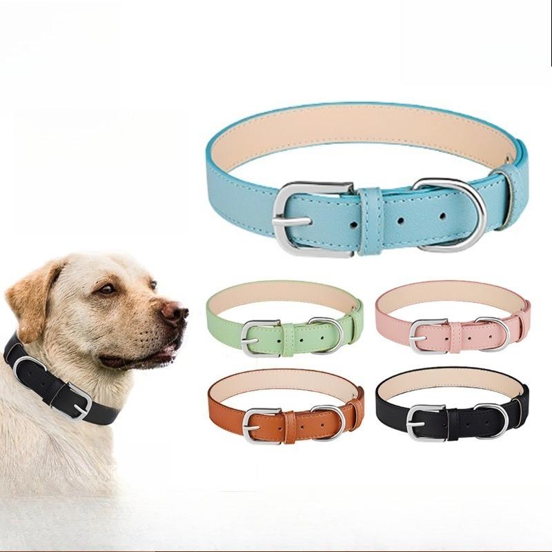 Soft PU Microfiber Dog Collar Adjustable Metal Buckle Comfort Wear‑Resistant Pet Collar For Small Medium Large Dogs Daily Walking