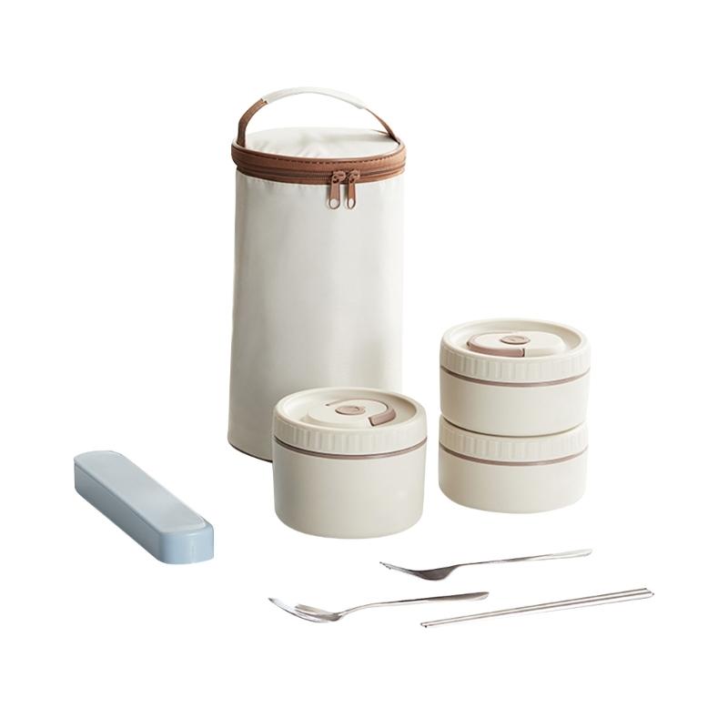 Thermal Food Storage Container 4 Compartment Bentos Box Set with Insulated Lunch Bags for Office School Use