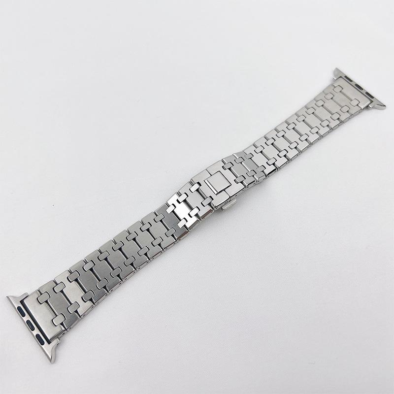 

For Apple Watch Series 10 46mm/Ultra 2 Ultra 49mm/9 8 7 45mm/SE (2023) SE (2022) SE 6 5 4 44mm/3 2 1 42mm Stylish Smart Watch Band Wrist Strap Silver