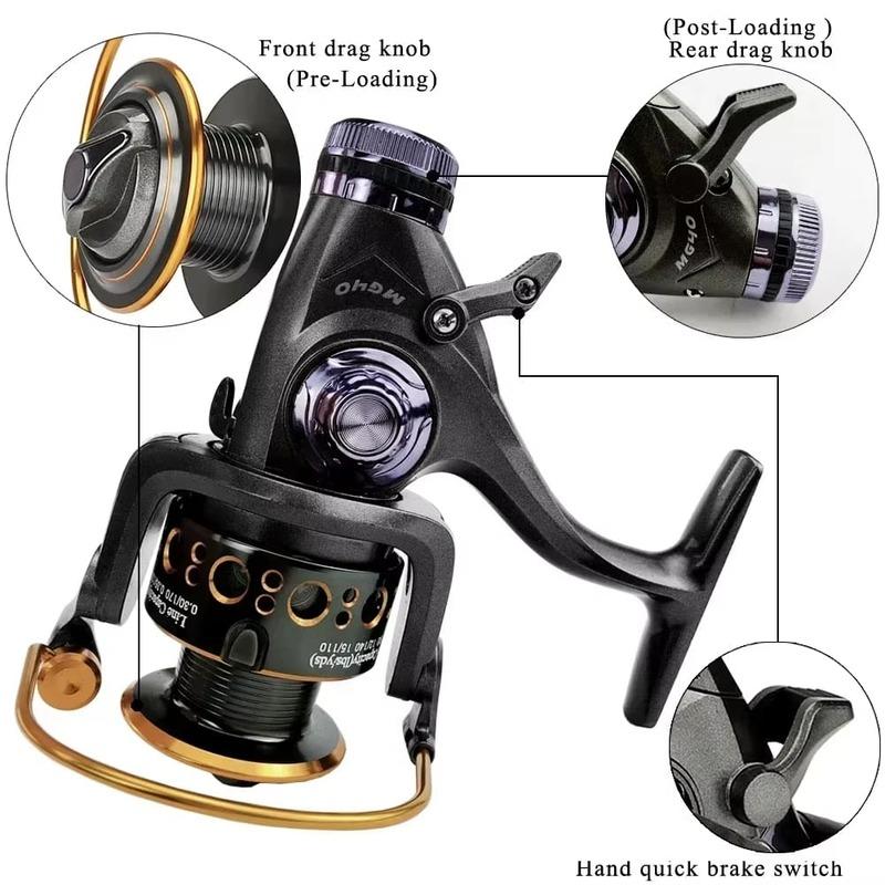 New Double Brake Design Spinning Fishing Reel 3000-6000 Series Maximum Drag 8KG Gear Ratio 5.2:1/5.0:1 Metal Spool Suitable for Carp Fishing Tools