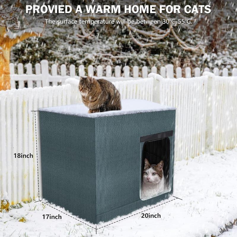 Waterproof Cat House Outdoor Insulation Cat Houses Warm Pet Cats Heating Bed Foldable Portable Waterproof Safety Cats Houses