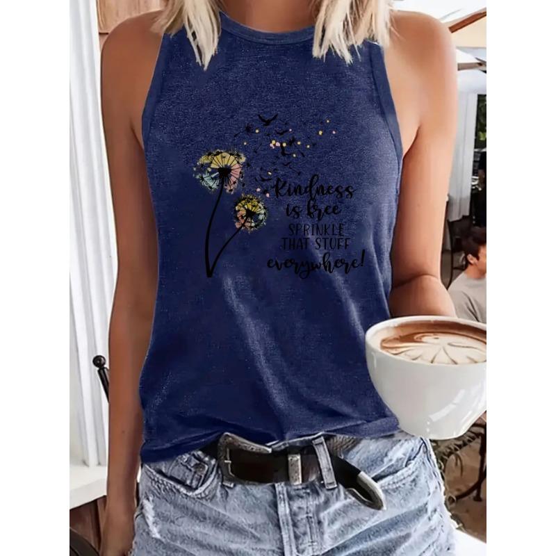 

Loose Lady s Top with Dandelion Pattern and Elegant Style XXL темно-синий