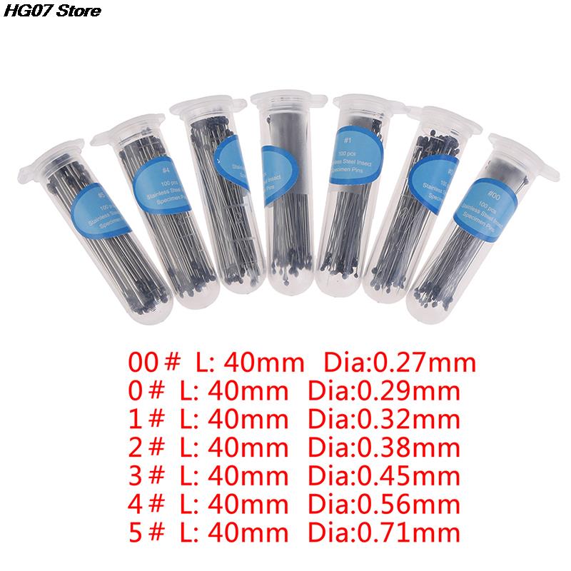 100 Pieces Insect Pins Specimen Needle Stainless Steel with Plastic Box for School Lab Entomology Body Dissection Insect Needle