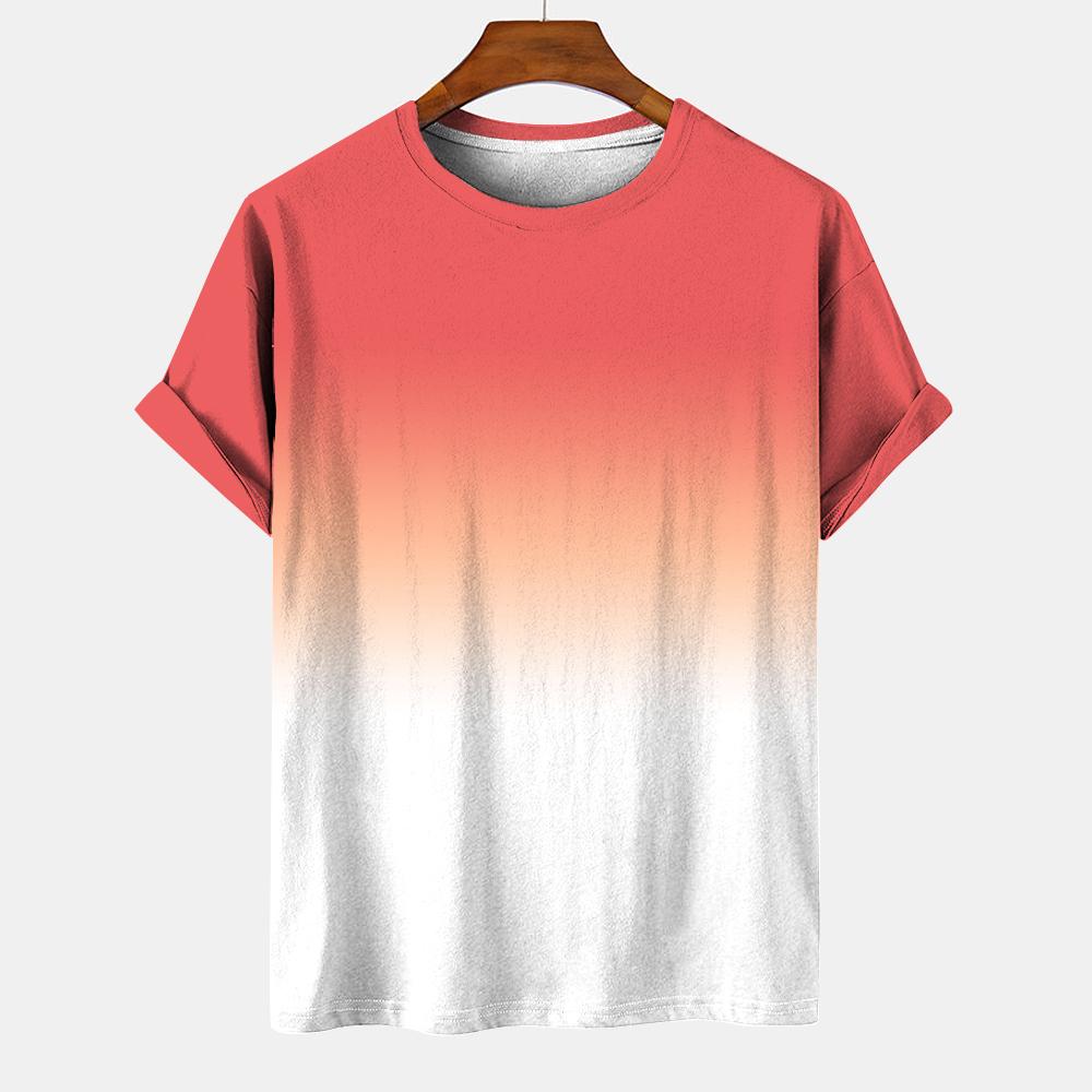 Einfache männer T-shirt Farbverlauf Druck Neue Straße Kurzarm Lose Übergroßen Hemd Alltag Casual Top Oansatz männer Kleidung