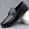 Fashionable Korean Style Leather Casual Shoe Lightweight Comfortable Driving Loafers Soft Soled Men Business Elegant Daily Shoes